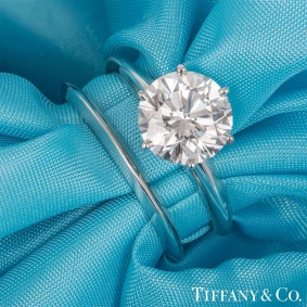 Tiffany & Co. Platinum Setting Band Diamond Ring 2.04ct E/VVS2 with Matching Band Ring